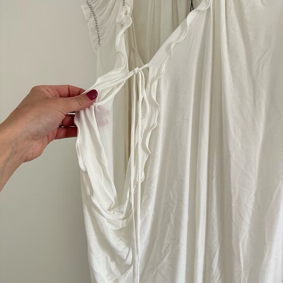 Donna Karan Ultra Matte Jersey Open Side Blouse White S - Picture 6 of 9